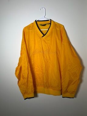 Vintage Eddie Bauer EBTEK Men’s XXL Yellow V-Neck Windbreaker with Navy Trim